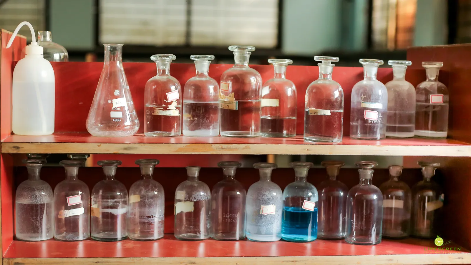 Chemistry laboratory glassware and reagents
