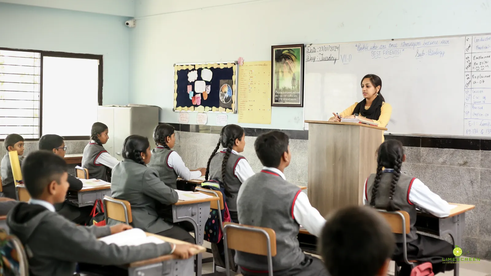Teacher taking a lesson in a Grade VII classroom