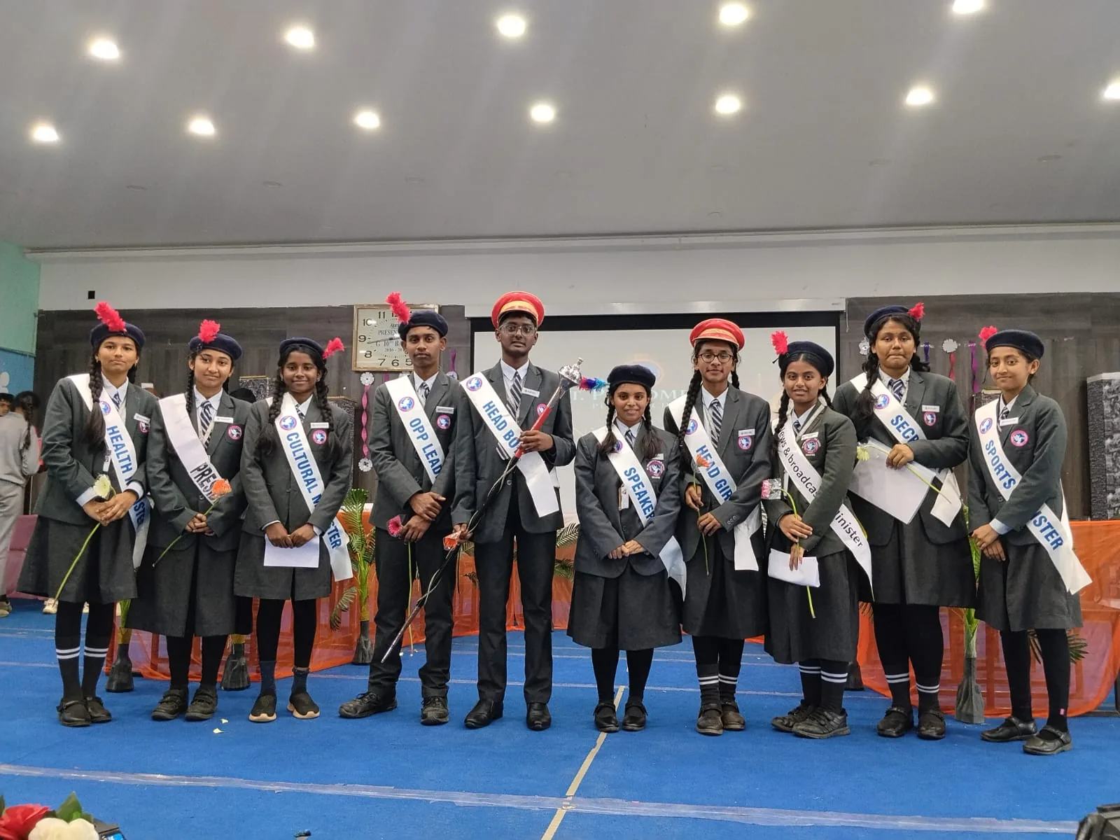 The SPPS Student Parliament members on stage in their sashes
